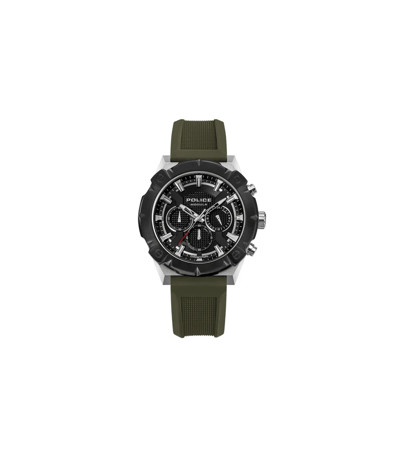 Police Modula 1.0 PEWGC00923X0 Herrenuhr Schwarz • Carbon-Lünette mit Wechselsystem • Multifunktionswerk