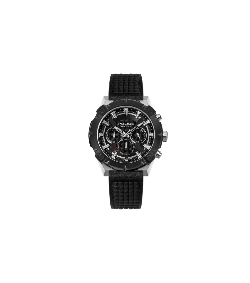 Police Modula 1.0 PEWGC00923X0 Herrenuhr Schwarz • Carbon-Lünette mit Wechselsystem • Multifunktionswerk