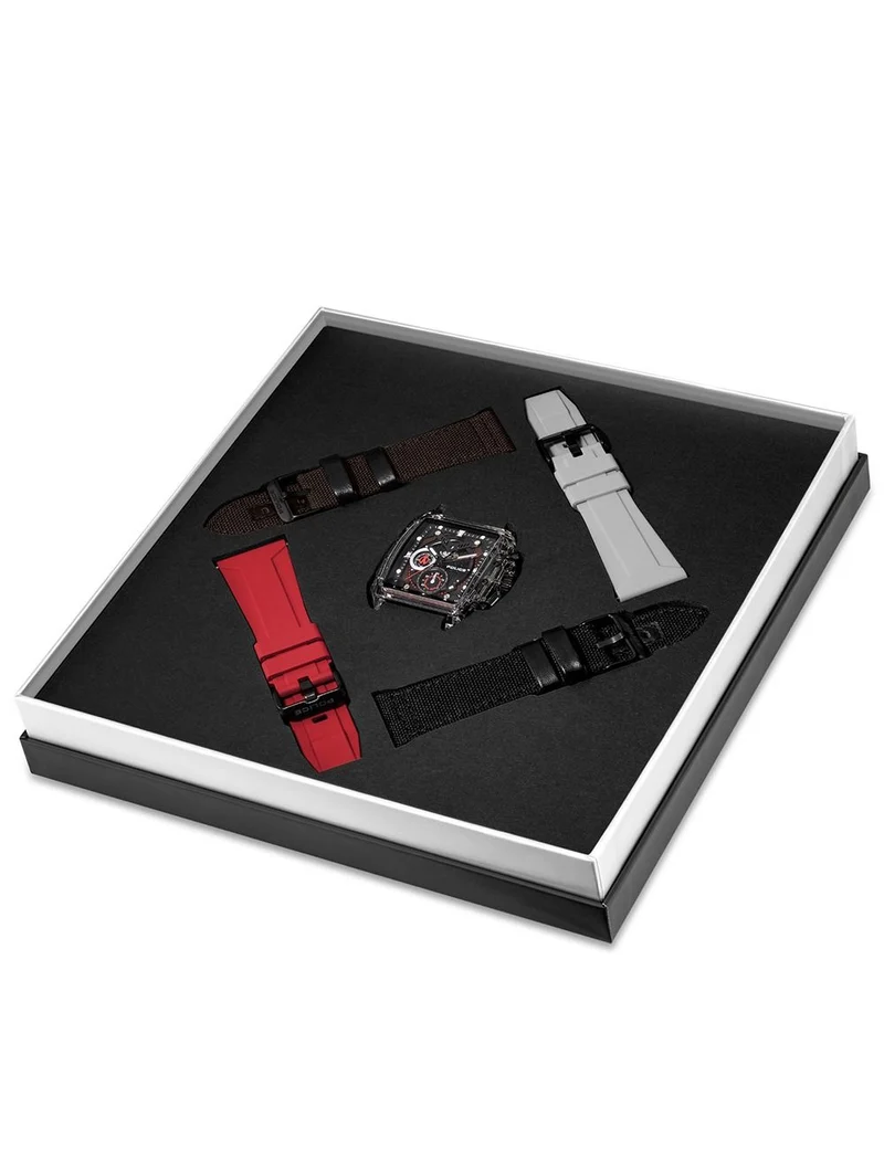 Police Clout Set PEWGC00770X0 Herrenuhr Schwarz • Quarz-Chronograph • 4 Wechselarmbänder