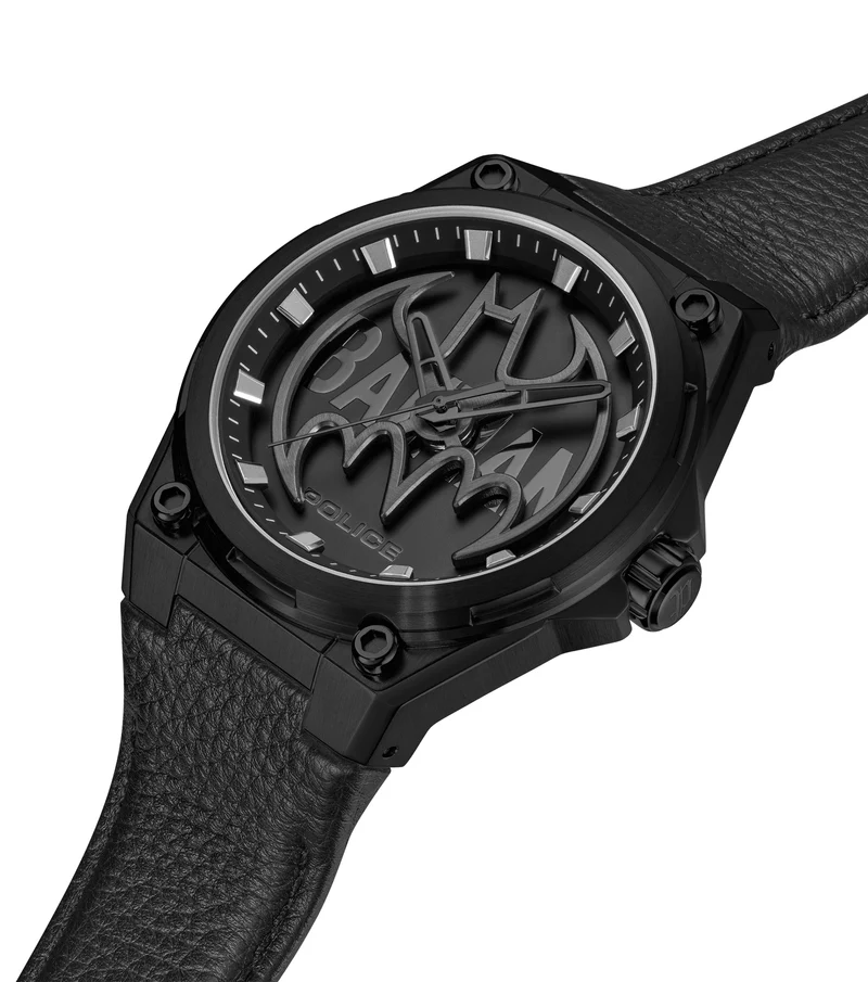 Police Batwing PEWGA0090005-SET Herrenuhr Schwarz • Mineralglas • Schwarzes Echtlederarmband