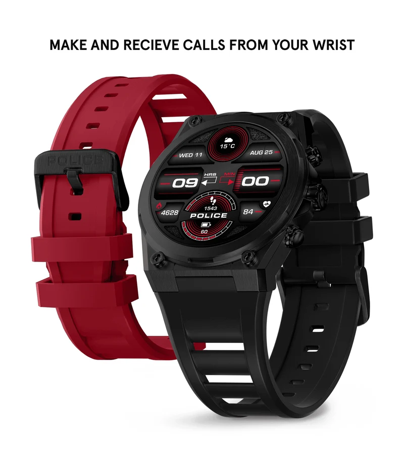 Police My.Avatar 2.0 PEIUN00003X2 Herren Smartwatch Schwarz/Rot • AMOLED-Display • Wechselbare Armbänder