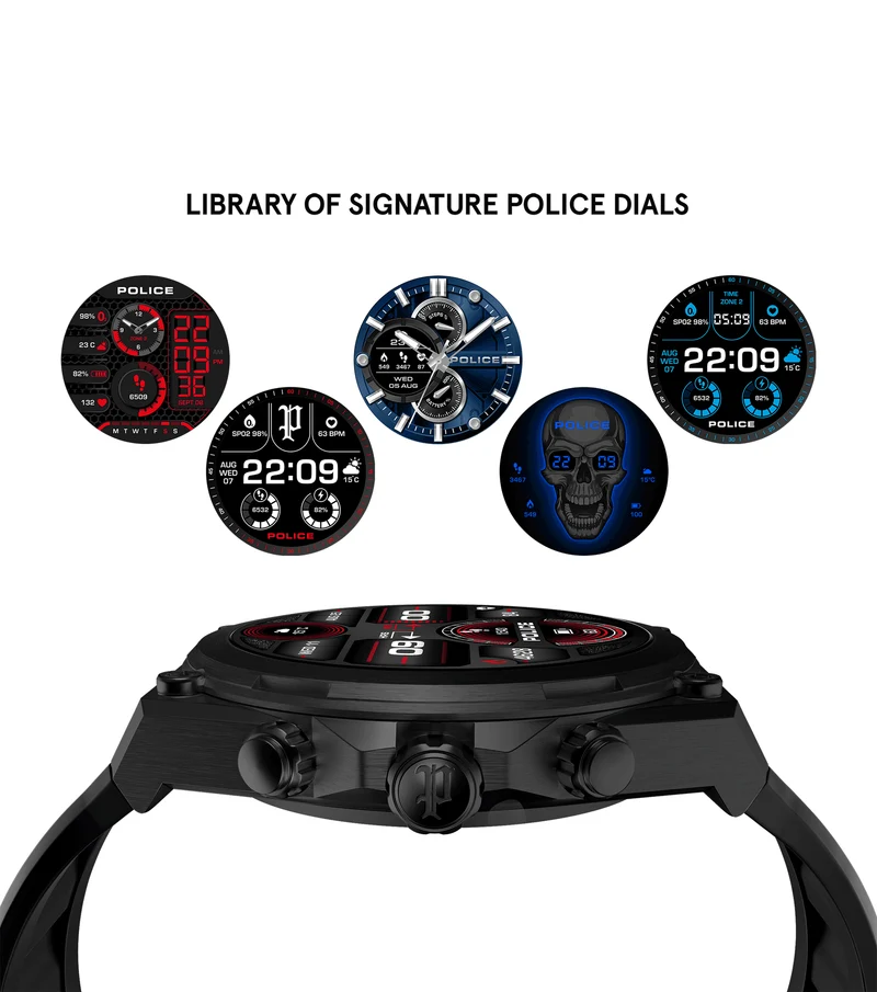 Police My.Avatar 2.0 PEIUN00003X2 Herren Smartwatch Schwarz/Rot • AMOLED-Display • Wechselbare Armbänder