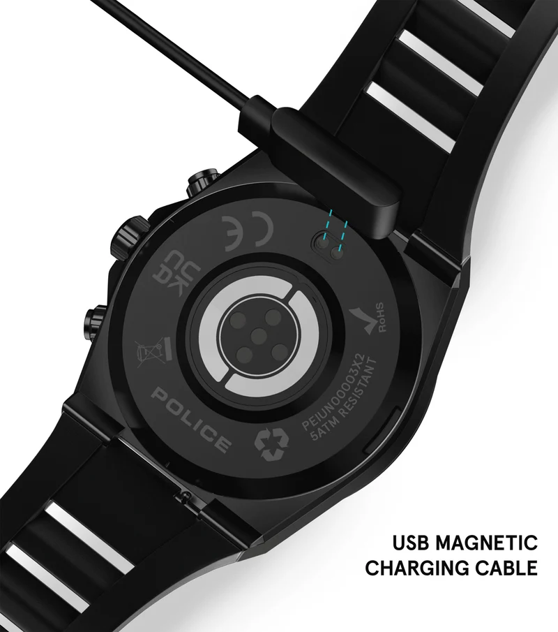 Police My.Avatar 2.0 PEIUN00003X2 Herren Smartwatch Schwarz/Rot • AMOLED-Display • Wechselbare Armbänder
