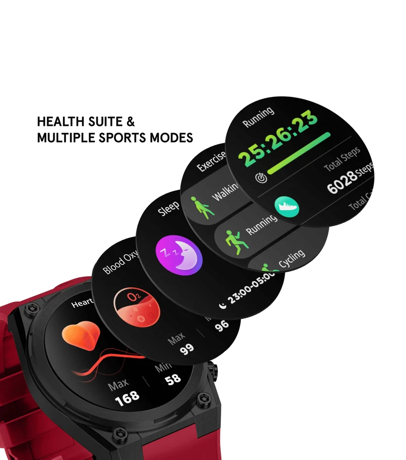 Police My.Avatar 2.0 PEIUN00003X2 Herren Smartwatch Schwarz/Rot • AMOLED-Display • Wechselbare Armbänder