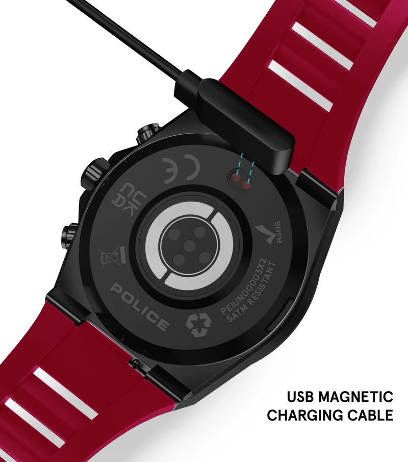 Police My.Avatar 2.0 PEIUN00003X2 Herren Smartwatch Schwarz/Rot • AMOLED-Display • Wechselbare Armbänder