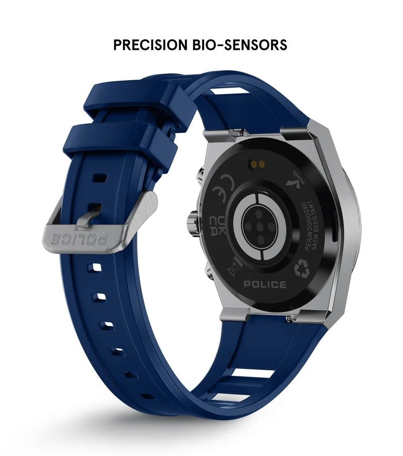 Police My.Avatar 2.0 PEIUN00003X0 Herren-Smartwatch Blau/Orange • AMOLED-Display • Schnellladefunktion