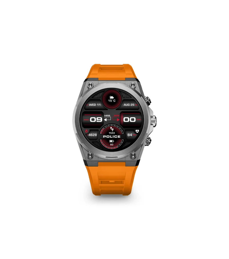 Police My.Avatar 2.0 PEIUN00003X0 Herren-Smartwatch Blau/Orange • AMOLED-Display • Schnellladefunktion