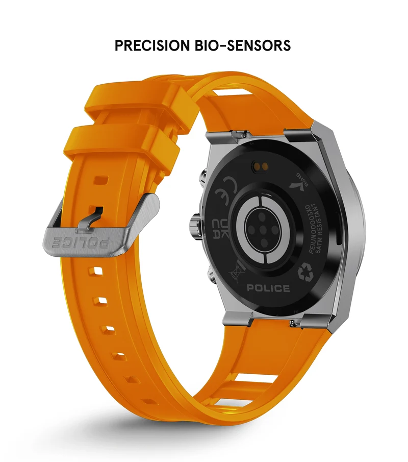 Police My.Avatar 2.0 PEIUN00003X0 Herren-Smartwatch Blau/Orange • AMOLED-Display • Schnellladefunktion
