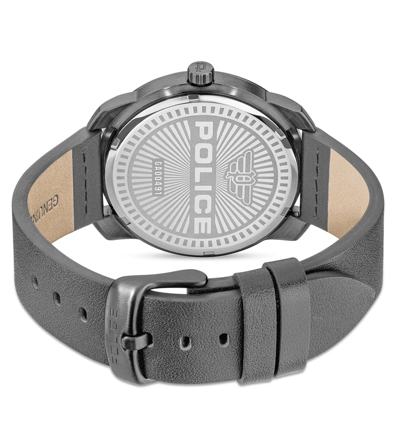 Police Protector PEWGA0049101 Herrenuhr Grau • Braunes Lederarmband • 5 ATM Wasserdichtigkeit