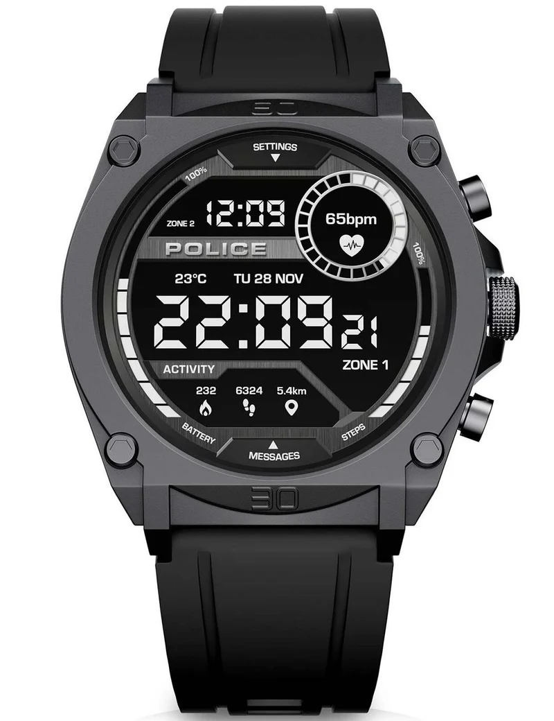 Police My Avatar PEIUN0000102 Herrenuhr Schwarz • Smartwatch • IP68 Wasserschutz