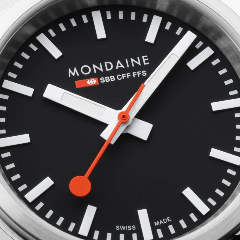Mondaine Stop2go MST.34020.LBV.SET Damenuhr Schwarz • Saphirglas • Swiss Made Quarzwerk