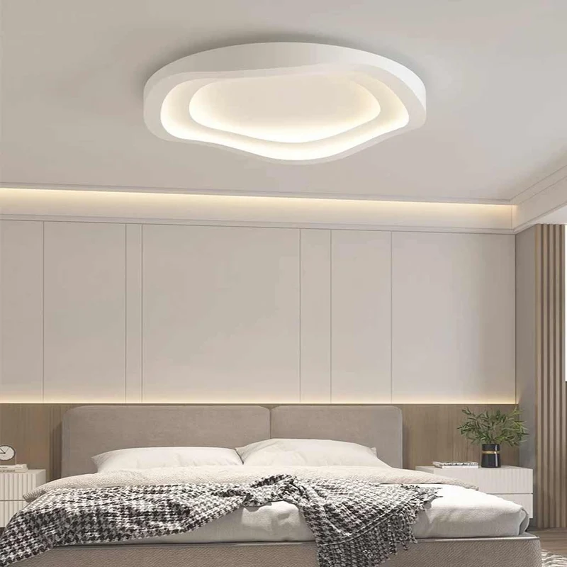 Dimbare LED Plafondlamp Wit Golvend Design Flush Mount 40-60cm Afstandsbediening Modern Scandinavisch | Sansoti