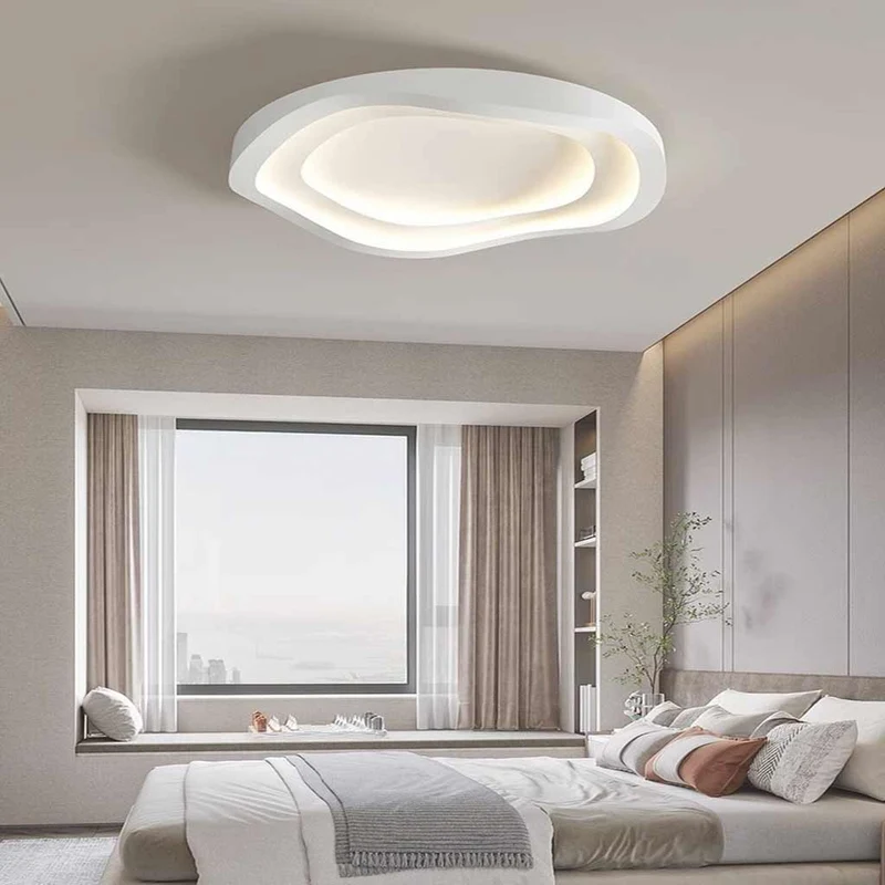 Dimbare LED Plafondlamp Wit Golvend Design Flush Mount 40-60cm Afstandsbediening Modern Scandinavisch | Sansoti