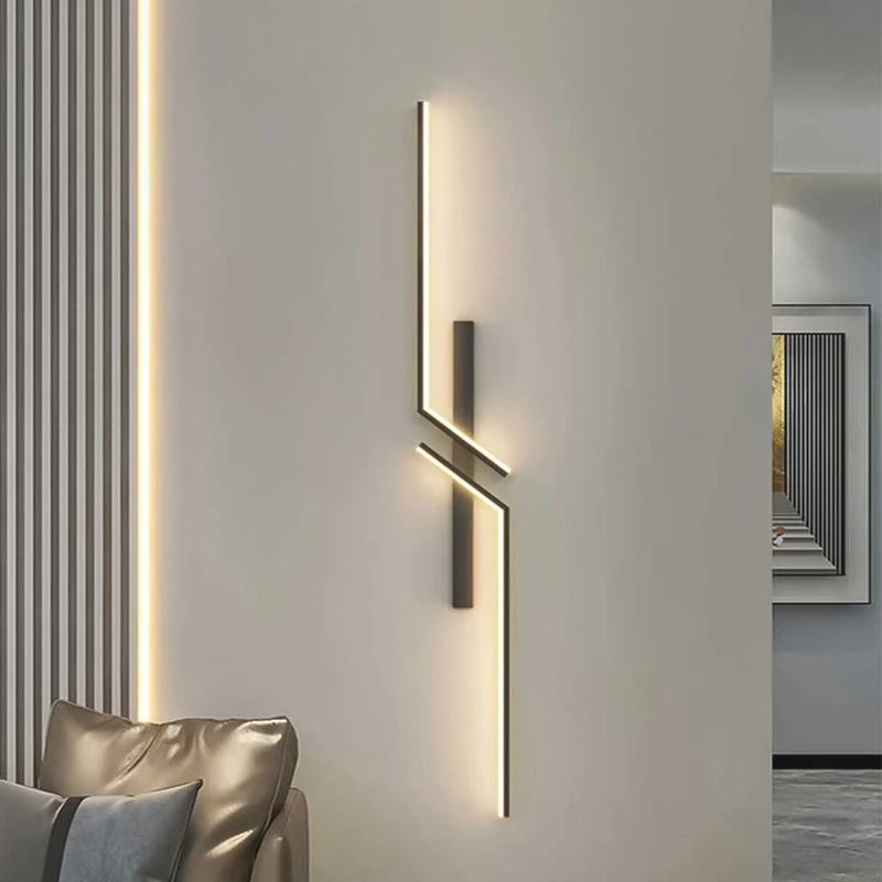LED Wandlamp Dimbaar Lineair Goud Zwart Modern Minimalistisch Design Instelbaar Licht Woonkamer Slaapkamer | Sansoti
