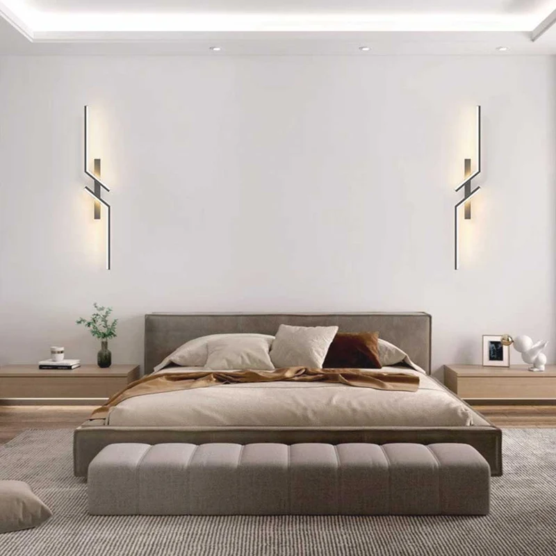 LED Wandlamp Dimbaar Lineair Goud Zwart Modern Minimalistisch Design Instelbaar Licht Woonkamer Slaapkamer | Sansoti