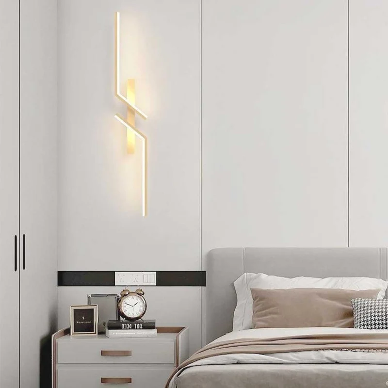 LED Wandlamp Dimbaar Lineair Goud Zwart Modern Minimalistisch Design Instelbaar Licht Woonkamer Slaapkamer | Sansoti