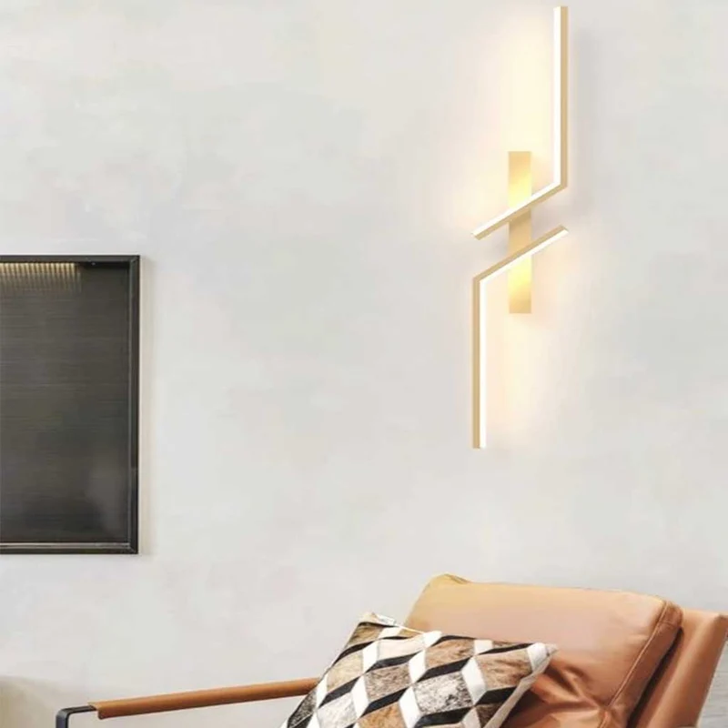 LED Wandlamp Dimbaar Lineair Goud Zwart Modern Minimalistisch Design Instelbaar Licht Woonkamer Slaapkamer | Sansoti