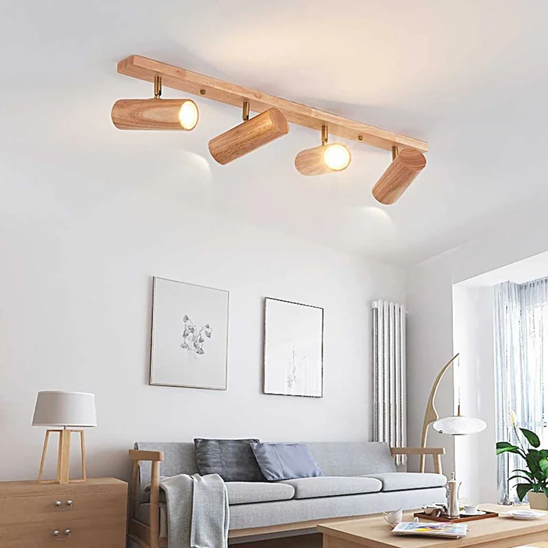 Verstelbare LED Railspot Hout Plafond Wand Verlichting Natuurlijk Design Sfeervolle Accentverlichting Woonruimtes | Sansoti