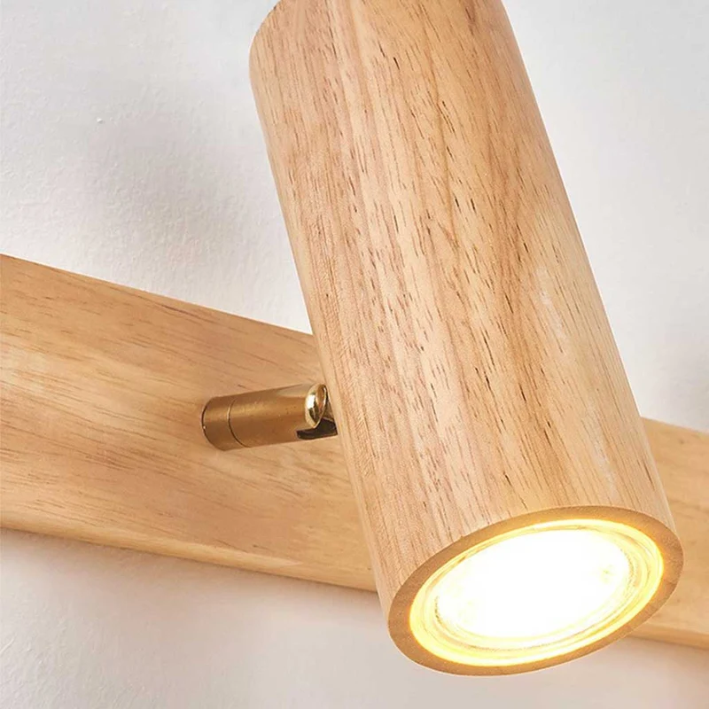 Verstelbare LED Railspot Hout Plafond Wand Verlichting Natuurlijk Design Sfeervolle Accentverlichting Woonruimtes | Sansoti