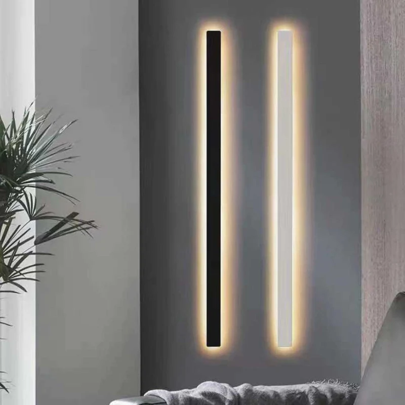 Lineaire LED Wandlamp Aluminium Dimbaar Zwart Wit Modern Smal Design Slaapkamer Woonkamer Sfeerverlichting | Sansoti