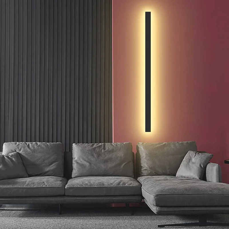 Lineaire LED Wandlamp Aluminium Dimbaar Zwart Wit Modern Smal Design Slaapkamer Woonkamer Sfeerverlichting | Sansoti