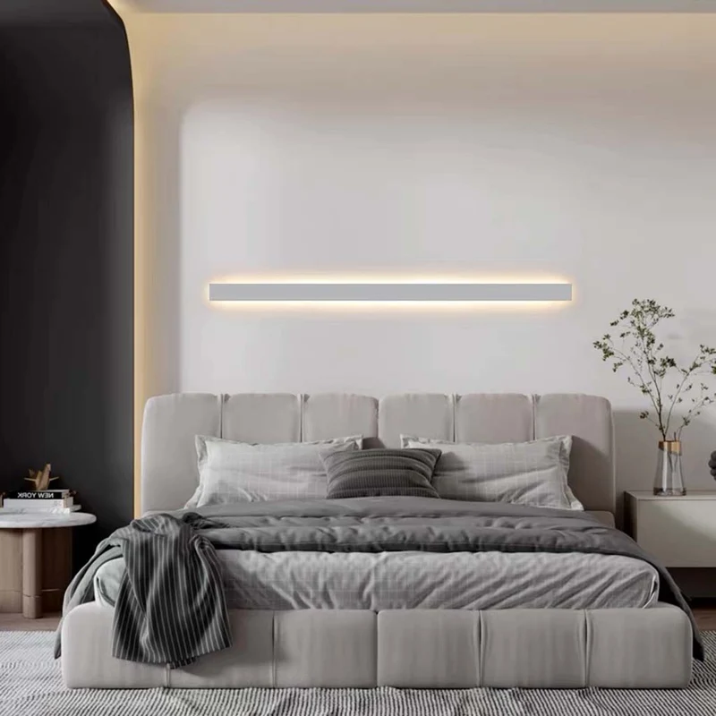 Lineaire LED Wandlamp Aluminium Dimbaar Zwart Wit Modern Smal Design Slaapkamer Woonkamer Sfeerverlichting | Sansoti