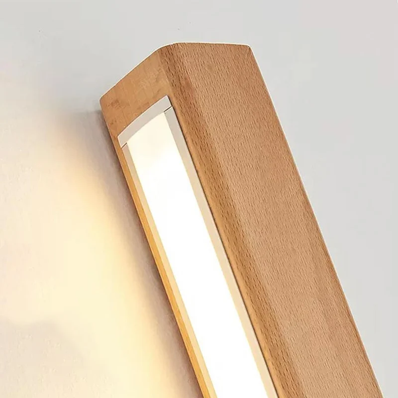 Wandlamp Hout LED Lichtbalk Lineair 60-180cm Verstelbaar Licht Scandinavisch Design Slaapkamer Woonkamer | Sansoti