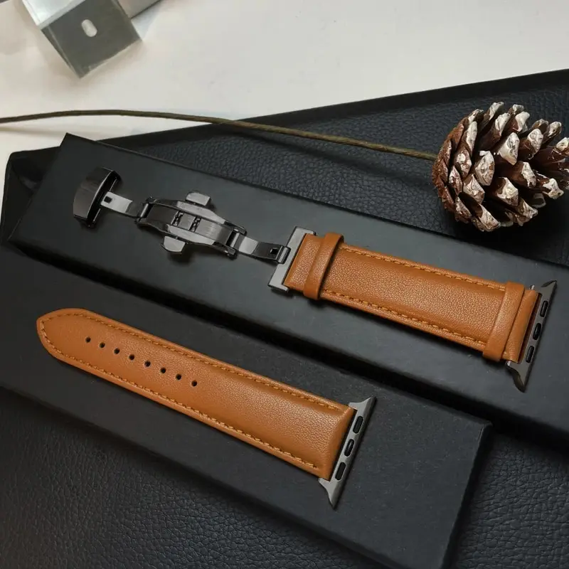 Lederen Horlogeband Smartwatch - Verstelbare Polsband Echt Leer Klassiek Design Premium Stijlvol Accessoire | Sansoti