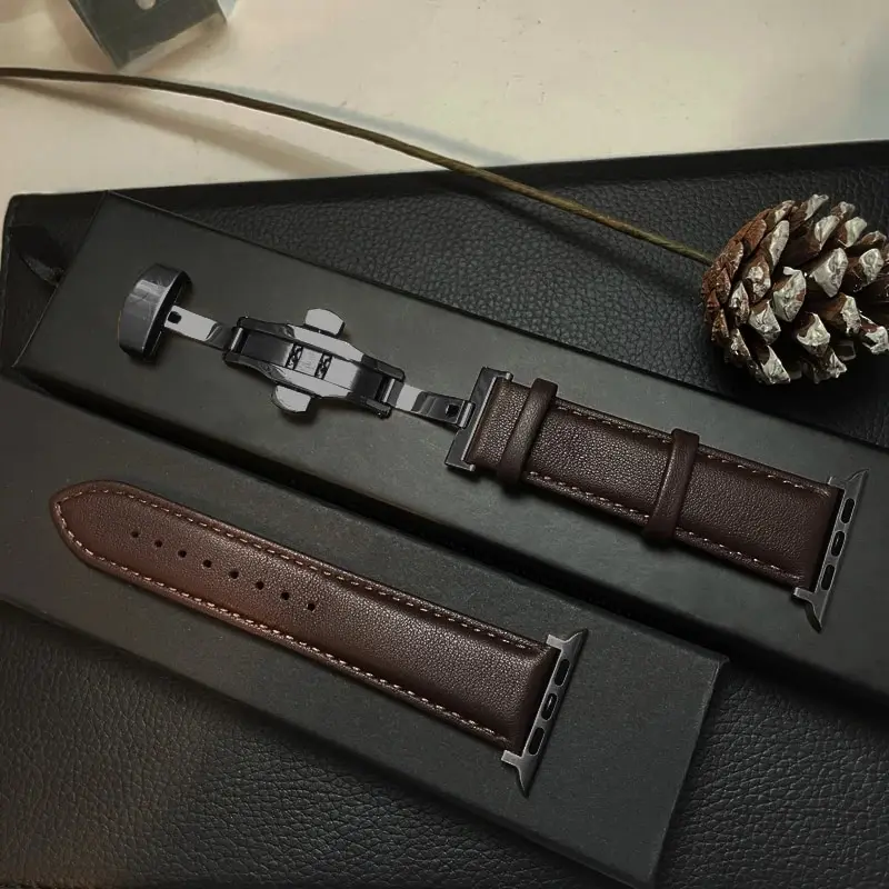 Lederen Horlogeband Smartwatch - Verstelbare Polsband Echt Leer Klassiek Design Premium Stijlvol Accessoire | Sansoti