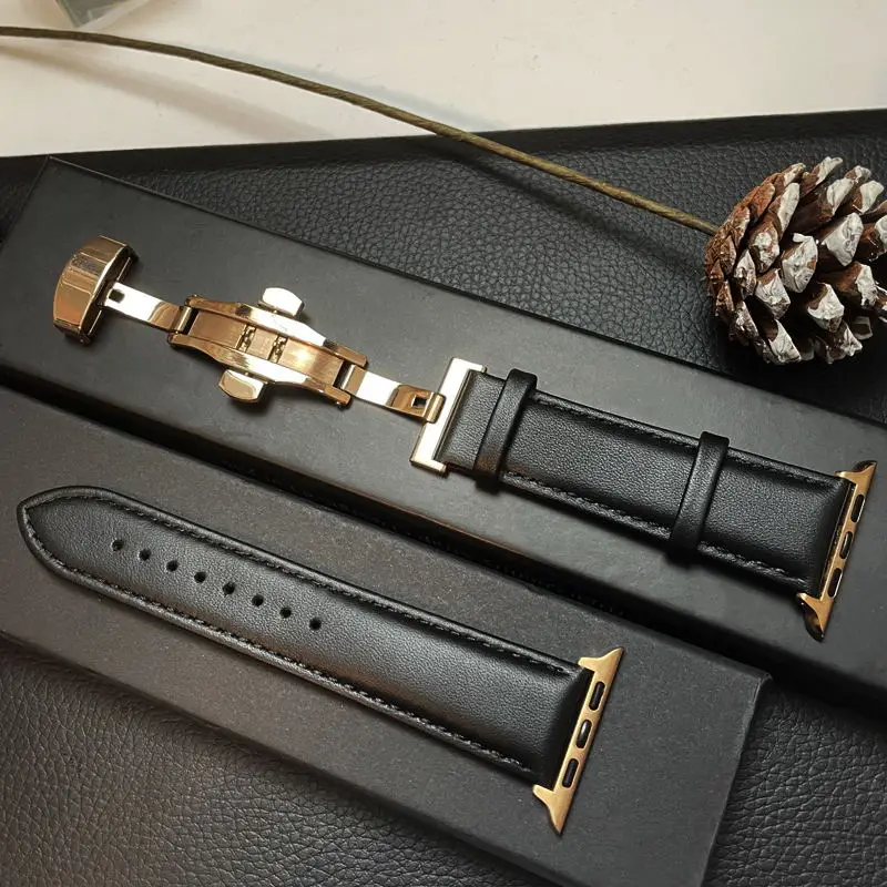Lederen Horlogeband Smartwatch - Verstelbare Polsband Echt Leer Klassiek Design Premium Stijlvol Accessoire | Sansoti