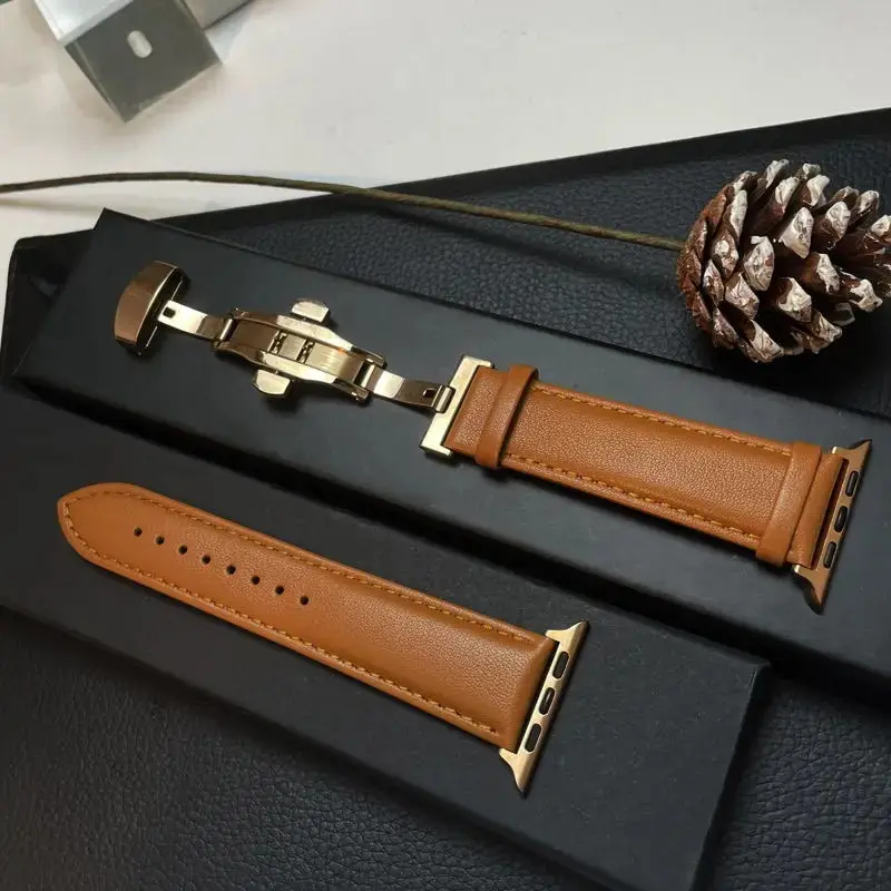 Lederen Horlogeband Smartwatch - Verstelbare Polsband Echt Leer Klassiek Design Premium Stijlvol Accessoire | Sansoti