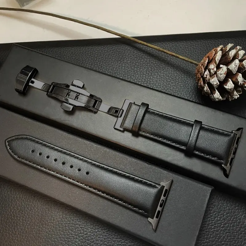 Lederen Horlogeband Smartwatch - Verstelbare Polsband Echt Leer Klassiek Design Premium Stijlvol Accessoire | Sansoti