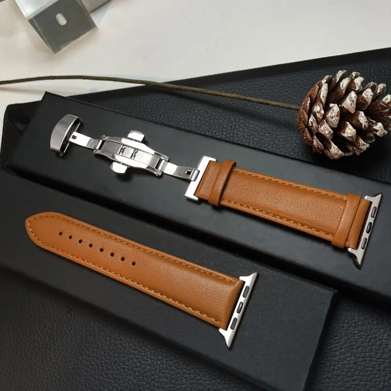 Lederen Horlogeband Smartwatch - Verstelbare Polsband Echt Leer Klassiek Design Premium Stijlvol Accessoire | Sansoti
