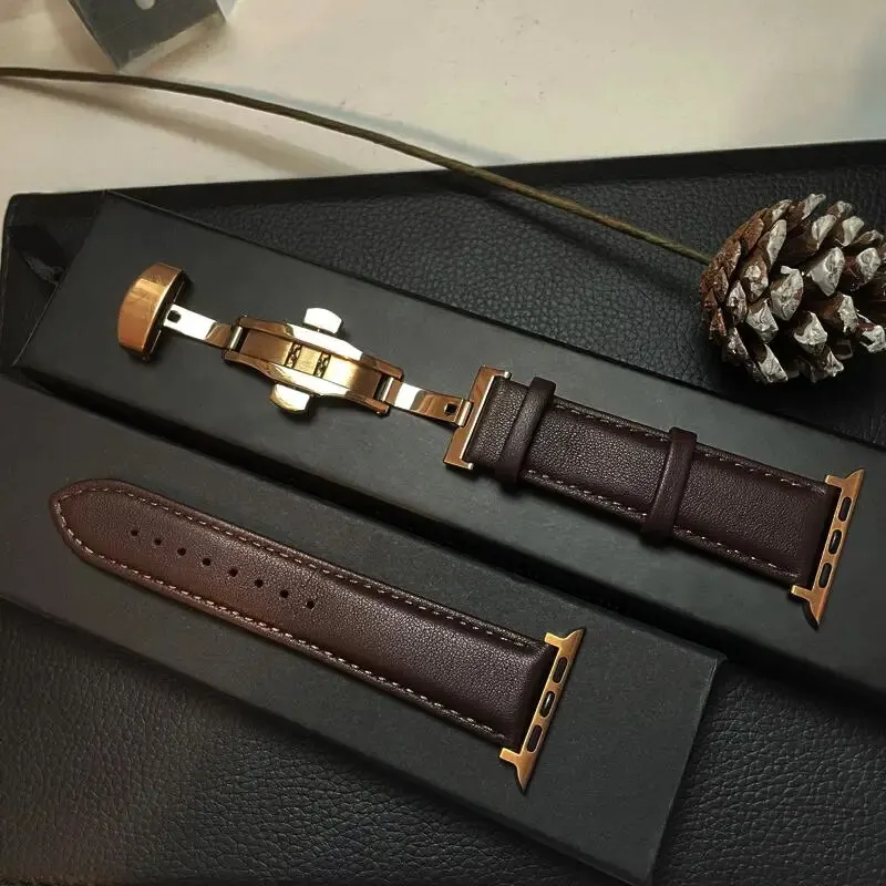 Lederen Horlogeband Smartwatch - Verstelbare Polsband Echt Leer Klassiek Design Premium Stijlvol Accessoire | Sansoti