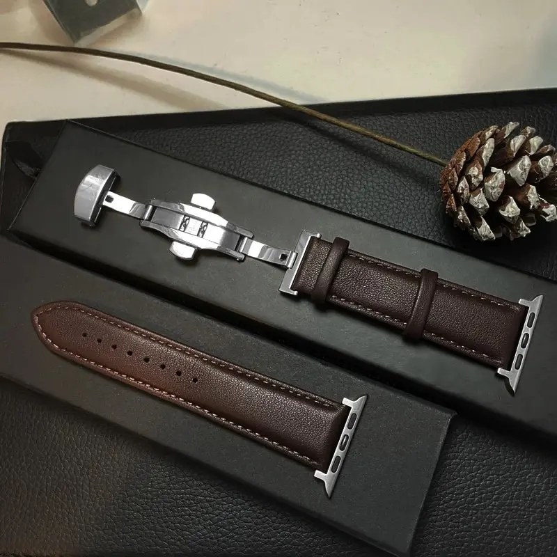 Lederen Horlogeband Smartwatch - Verstelbare Polsband Echt Leer Klassiek Design Premium Stijlvol Accessoire | Sansoti