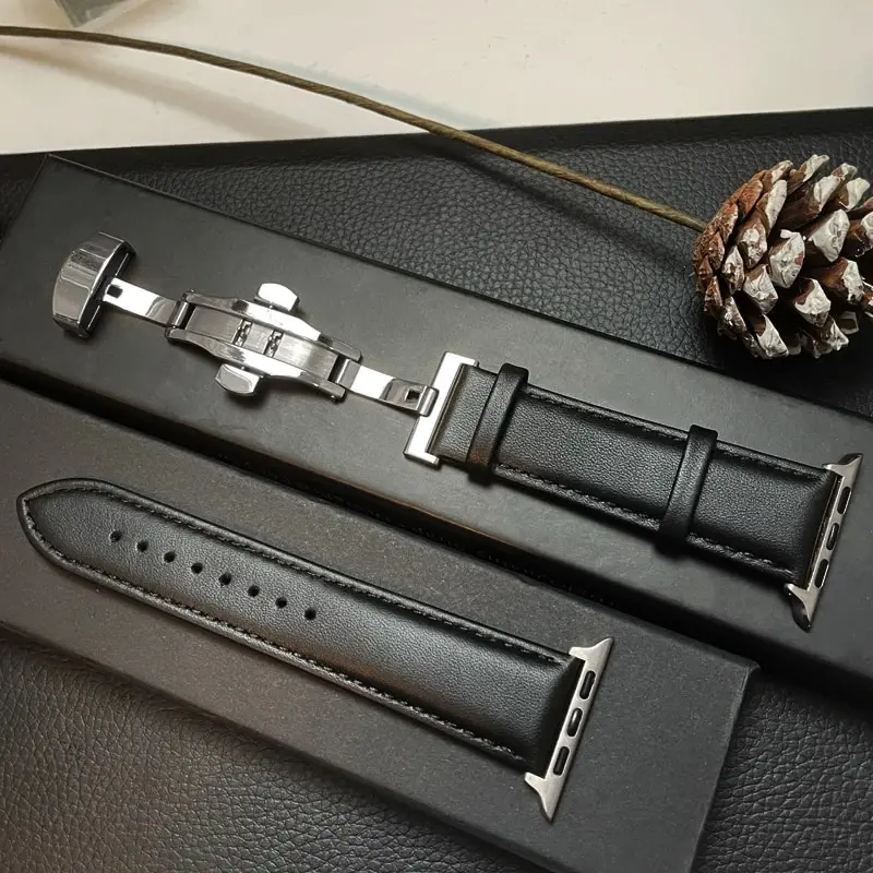 Lederen Horlogeband Smartwatch - Verstelbare Polsband Echt Leer Klassiek Design Premium Stijlvol Accessoire | Sansoti