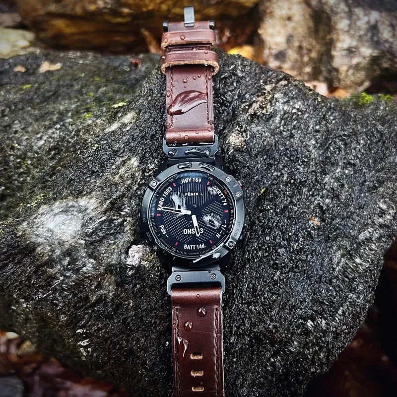 Leren Smartwatch Bandje Premium Zacht Leer met Tang Gesp Verstelbaar Horlogeband Unisex 20mm 22mm 26mm | Sansoti