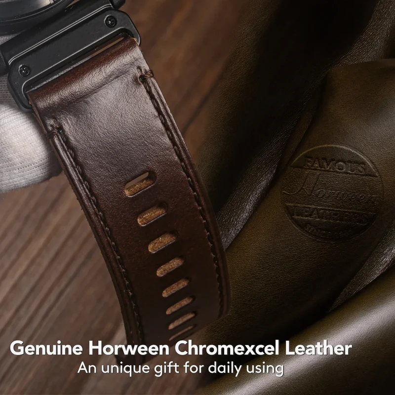Leren Smartwatch Bandje Premium Zacht Leer met Tang Gesp Verstelbaar Horlogeband Unisex 20mm 22mm 26mm | Sansoti