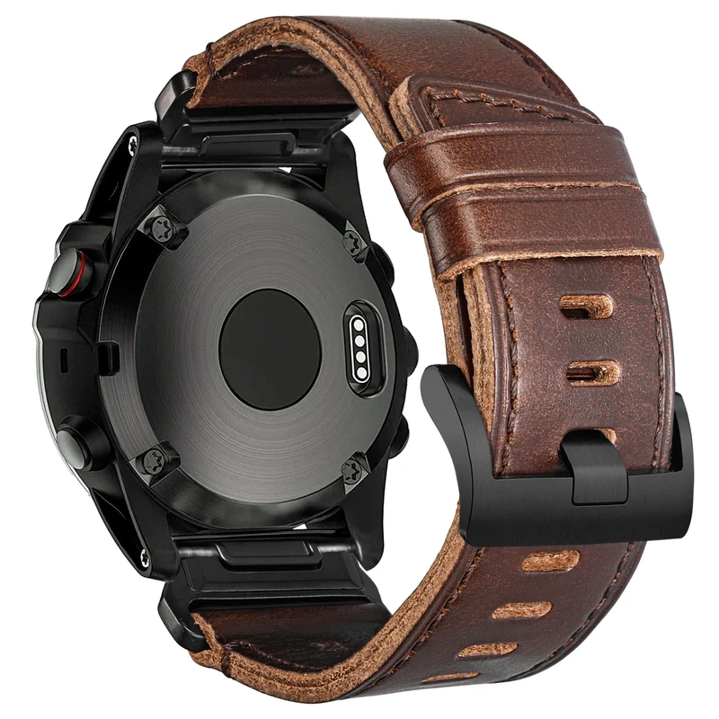 Leren Smartwatch Bandje Premium Zacht Leer met Tang Gesp Verstelbaar Horlogeband Unisex 20mm 22mm 26mm | Sansoti