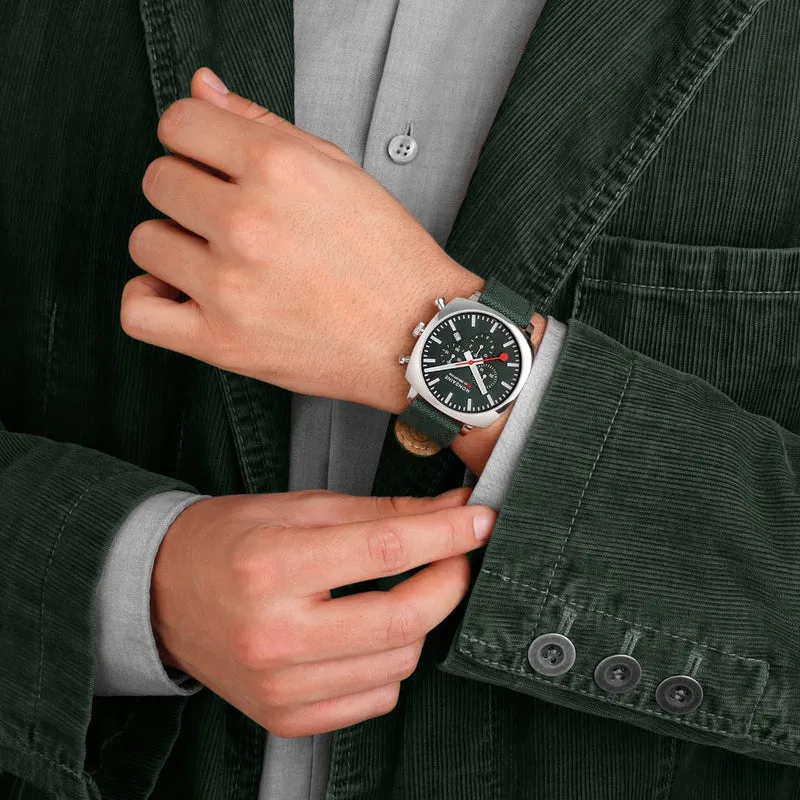 Mondaine Grand Cushion MSL.41460.LF.SET Herrenuhr Grün • Saphirglas • Quarz-Chronograph