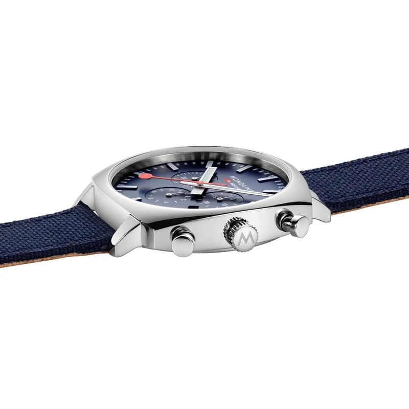 Mondaine Grand Cushion MSL.41440.LD.SET Herrenuhr Blau • Saphirglas • Quarz-Chronograph