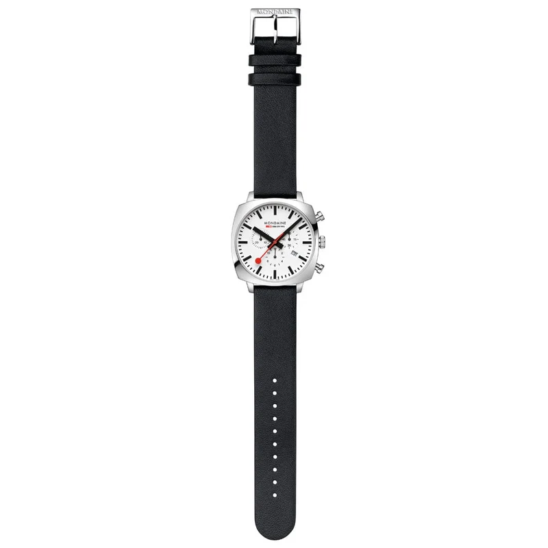 Mondaine Grand Cushion MSL.41410.LBV.SET Herrenuhr Schwarz • Saphirglas • Quarz-Chronograph
