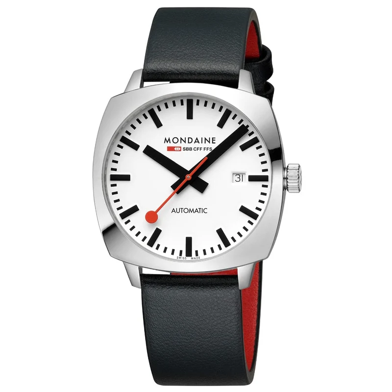Mondaine Cushion MSL.3961B.LBV Herrenuhr Schwarz • Automatikwerk Sellita SW200-2 • Saphirglas mit BackLight