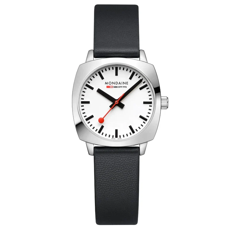 Mondaine Petite Cushion MSL.31110.LBV Damenuhr Schwarz • Saphirglas • Swiss Made