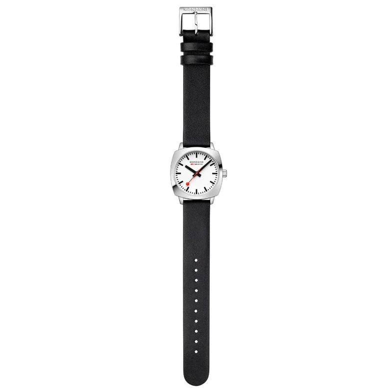 Mondaine Petite Cushion MSL.31110.LBV Damenuhr Schwarz • Saphirglas • Swiss Made