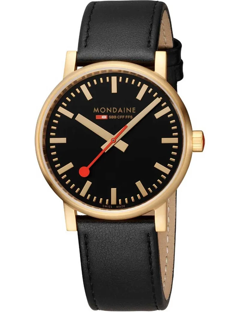 Mondaine evo2 MSE.40122.LB Herrenuhr Schwarz • Quarzwerk • Lederarmband