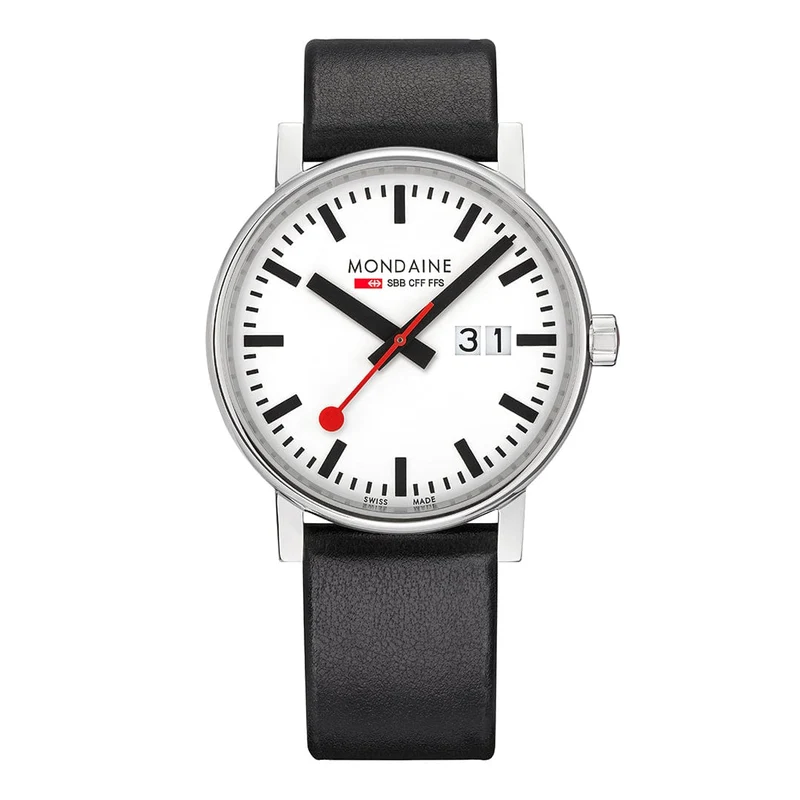 Mondaine evo2 MSE.40210.LBV Herrenuhr Schwarz • Saphirglas • Veganes Traubenlederarmband