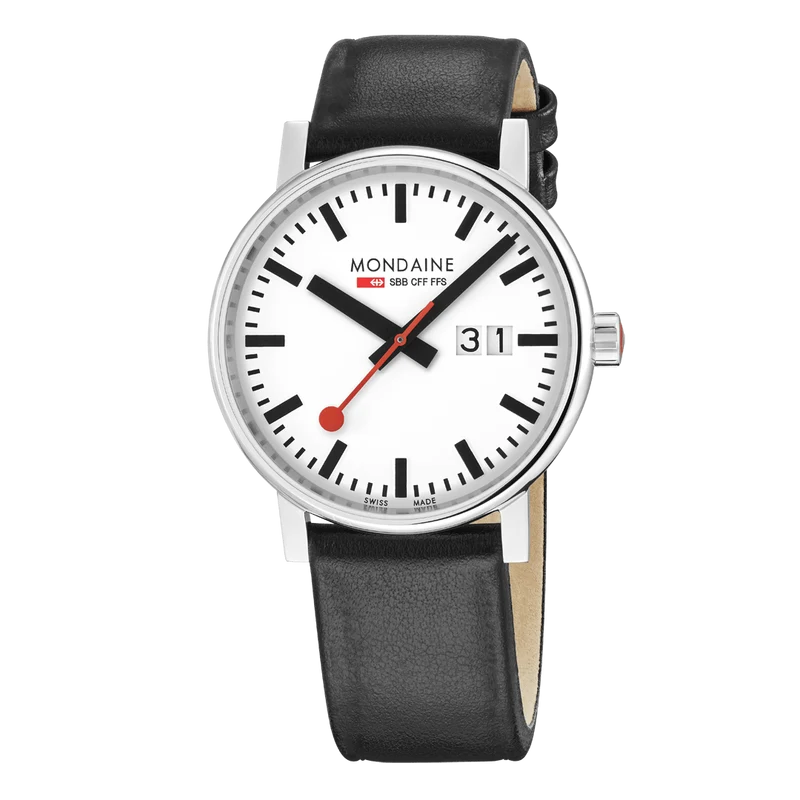 Mondaine evo2 MSE.40210.LBV Herrenuhr Schwarz • Saphirglas • Veganes Traubenlederarmband