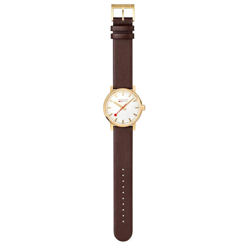 Mondaine evo2 MSE.40112.LGV Herrenuhr Braun • Saphirglas • Veganes Traubenleder