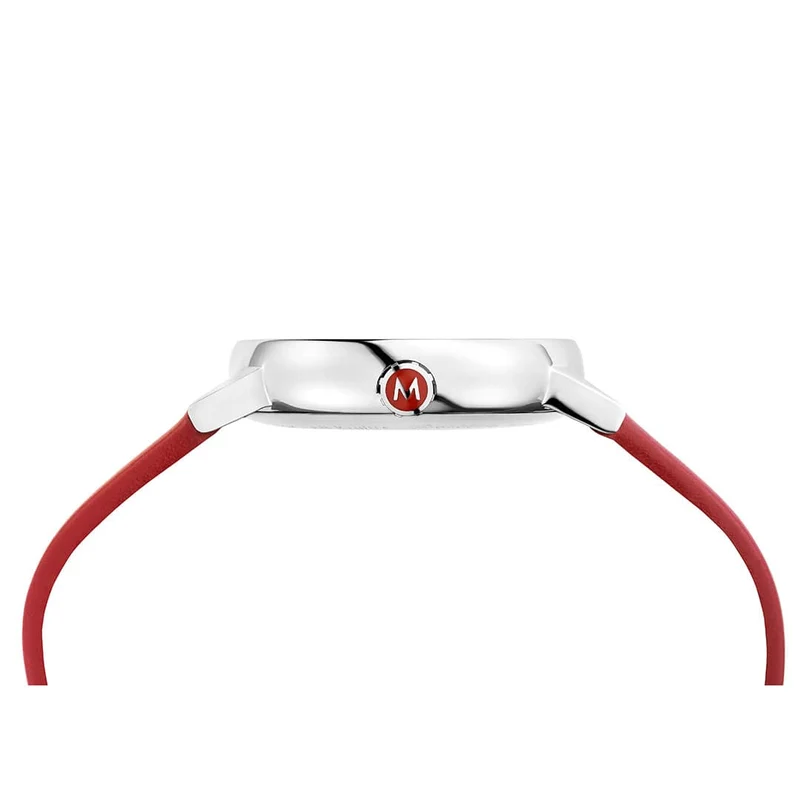 Mondaine Evo2 MSE.35110.LCV Damenuhr Rot • Saphirglas • Veganes Traubenleder